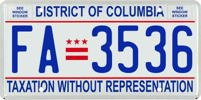 DC license plate FA3536