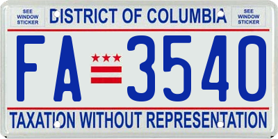 DC license plate FA3540