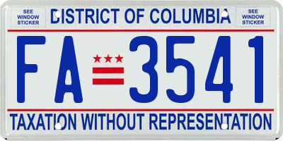 DC license plate FA3541