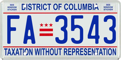 DC license plate FA3543