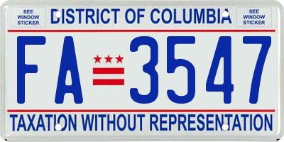 DC license plate FA3547