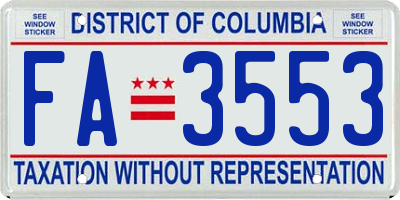 DC license plate FA3553