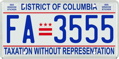 DC license plate FA3555