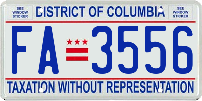 DC license plate FA3556