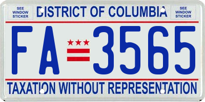 DC license plate FA3565