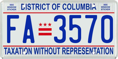 DC license plate FA3570