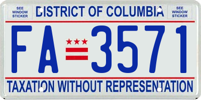 DC license plate FA3571