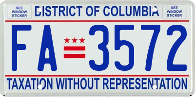 DC license plate FA3572