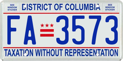 DC license plate FA3573