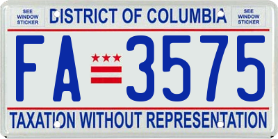 DC license plate FA3575