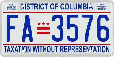 DC license plate FA3576