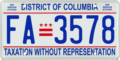 DC license plate FA3578