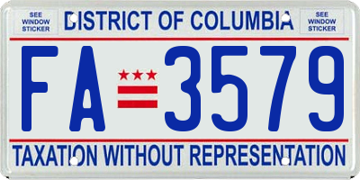 DC license plate FA3579