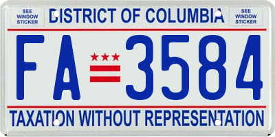 DC license plate FA3584