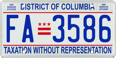 DC license plate FA3586