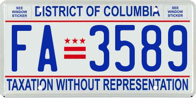 DC license plate FA3589