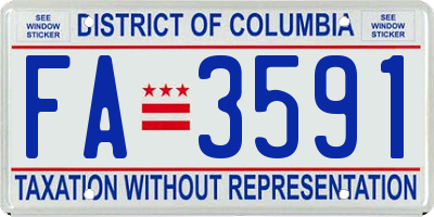 DC license plate FA3591