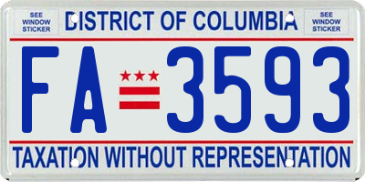 DC license plate FA3593