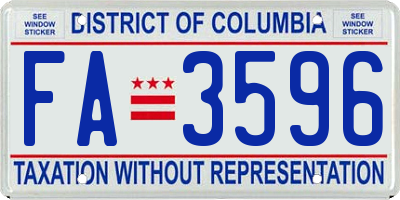 DC license plate FA3596