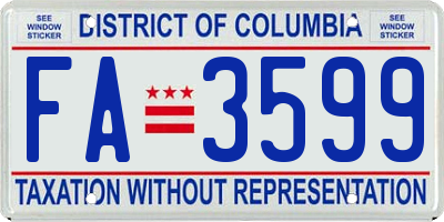 DC license plate FA3599