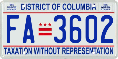 DC license plate FA3602