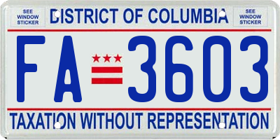 DC license plate FA3603