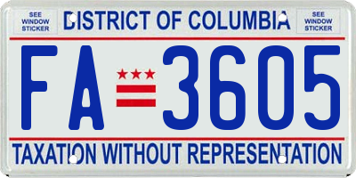 DC license plate FA3605