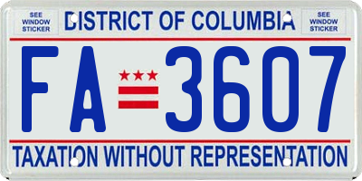 DC license plate FA3607