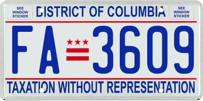 DC license plate FA3609