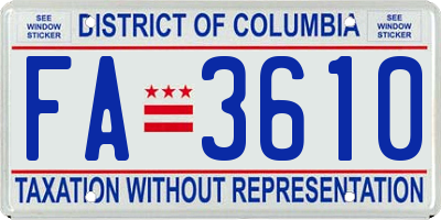 DC license plate FA3610