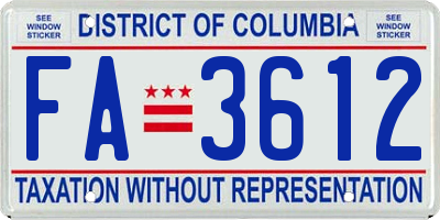 DC license plate FA3612