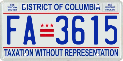 DC license plate FA3615