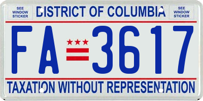 DC license plate FA3617