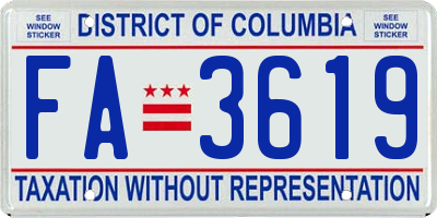 DC license plate FA3619