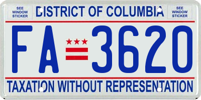 DC license plate FA3620