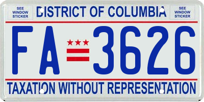 DC license plate FA3626