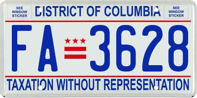 DC license plate FA3628