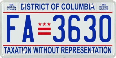 DC license plate FA3630