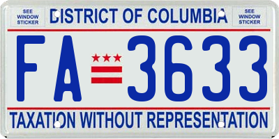 DC license plate FA3633