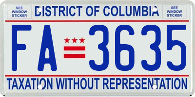 DC license plate FA3635