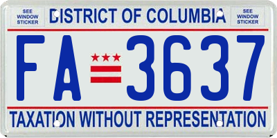 DC license plate FA3637