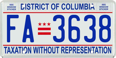 DC license plate FA3638