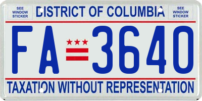 DC license plate FA3640