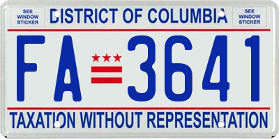 DC license plate FA3641