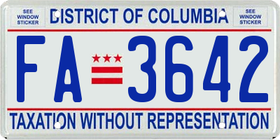 DC license plate FA3642