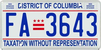 DC license plate FA3643