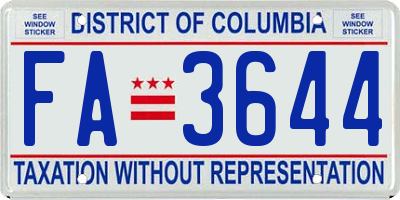 DC license plate FA3644