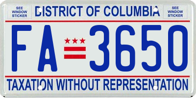 DC license plate FA3650