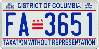 DC license plate FA3651