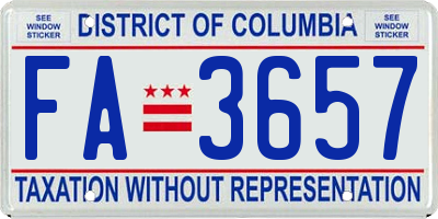 DC license plate FA3657